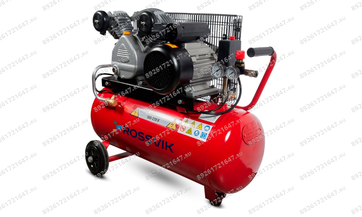  Компрессор ROSSVIK СБ4/С-50.LB24А, 360л/мин, 10бар, ресивер 50л, 220В/2,2кВт, красный (1)