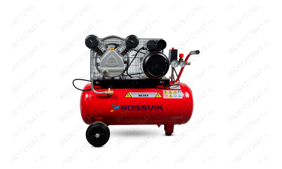  Компрессор ROSSVIK СБ4/С-50.LB24А, 360л/мин, 10бар, ресивер 50л, 220В/2,2кВт, красный (0)