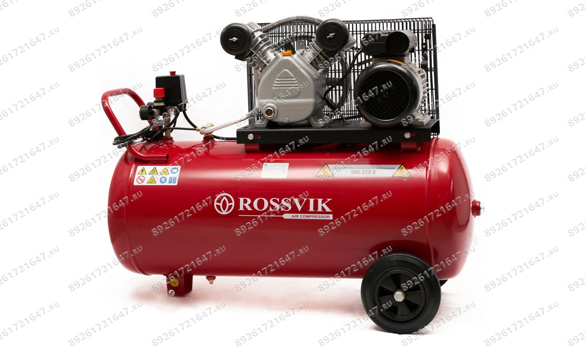  Компрессор ROSSVIK СБ4/С-100.LB24А, 360 л/мин, 10 бар, ресивер 100 л, 220 В/2,2 кВт, красный (0)