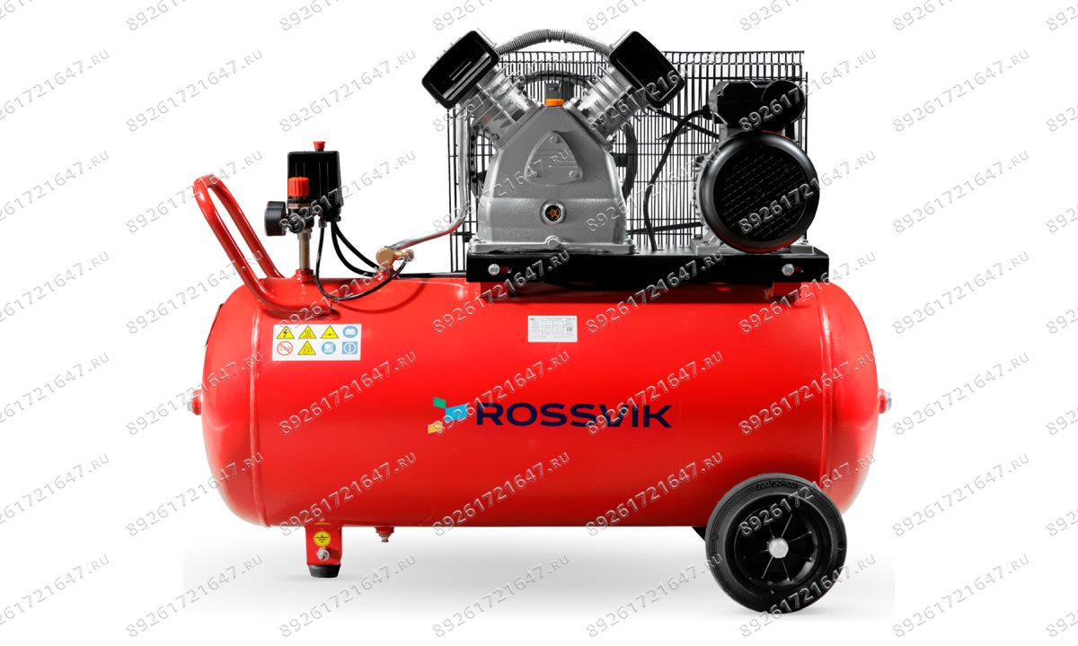  Компрессор ROSSVIK СБ4/С-100.LB30, 420 л/мин, 10 бар, ресивер 100 л, 380 В/2,2 кВт, красный (0)