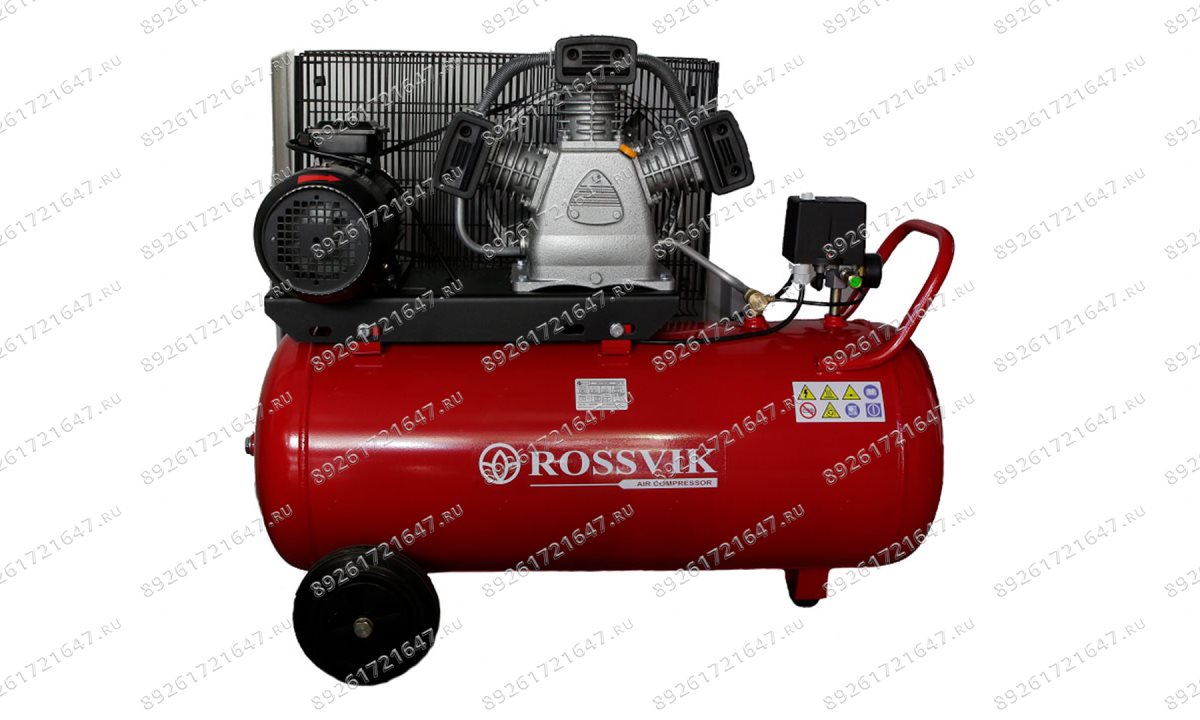  Компрессор ROSSVIK СБ4/С-100.LB75, 950 л/мин, 10 бар, ресивер 100 л, 380 В/5,5 кВт, красный (0)