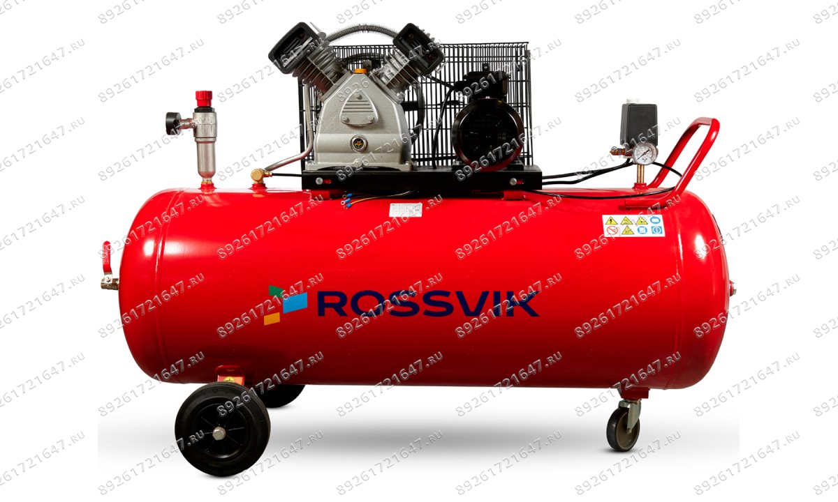  Компрессор ROSSVIK СБ4/С-200.LB30, 420 л/мин, 10 бар, ресивер 200 л, 380 В/2,2 кВт, красный (0)