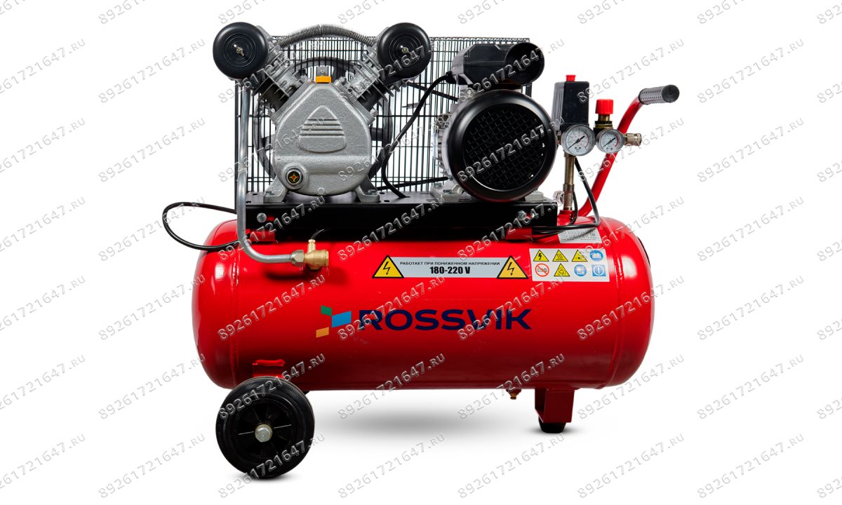 Компрессор ROSSVIK СБ4/С-50.LB24А, 360л/мин, 10бар, ресивер 50л, 220В/2,2кВт, красный (0)