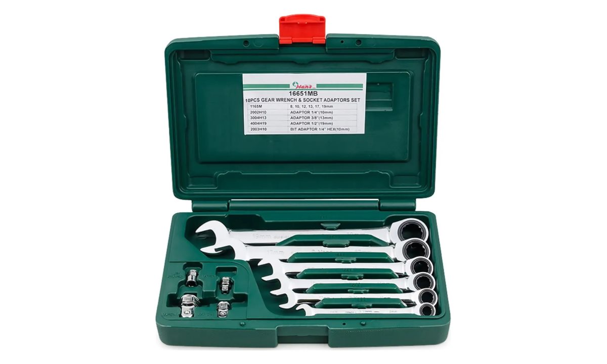  Набор комбинированных гаечных ключей с трещоткой и адаптером Hans, 16651MB (0)
