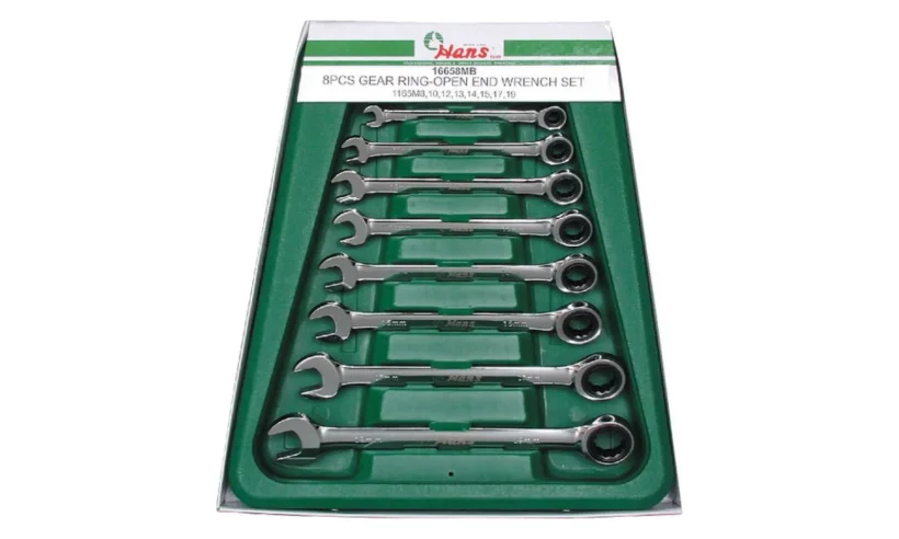 Набор ключей трещоточных комбинированных Hans, 16658MUB 8 предметов фото