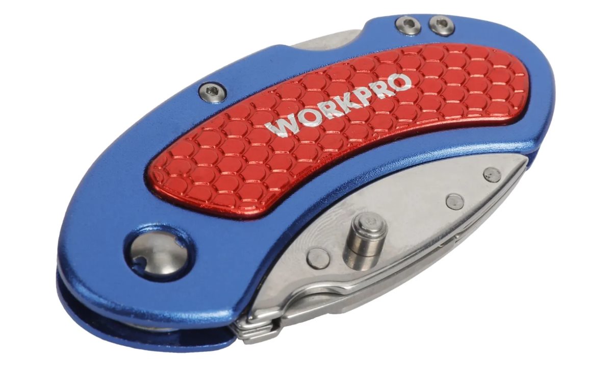  Нож универсальный алюминиевый складной со сменными лезвиями мини WP211005 WORKPRO (1)