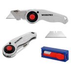  Нож универсальный складной со сменными лезвиями с подсветкой WP211009 WORKPRO мни (1)