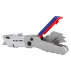  Нож универсальный складной выдвижной алюминиевый со сменными лезвиями WP211011 WORKPRO мни (1)