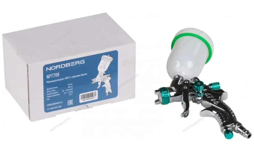 МИНИКРАСКОПУЛЬТ HVLP с верхним баком, сопло 0,8 мм NORDBERG NP7708 фото