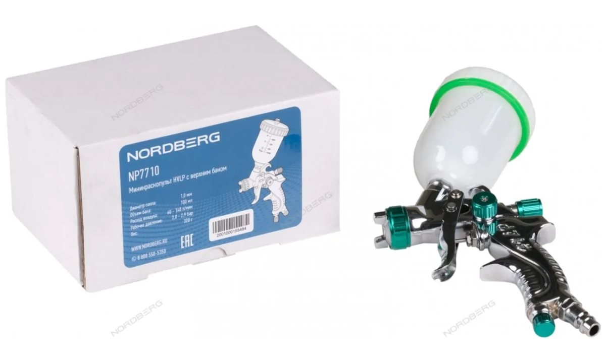  МИНИКРАСКОПУЛЬТ HVLP с верхним баком, сопло 1,0 мм NORDBERG NP7710 (0)