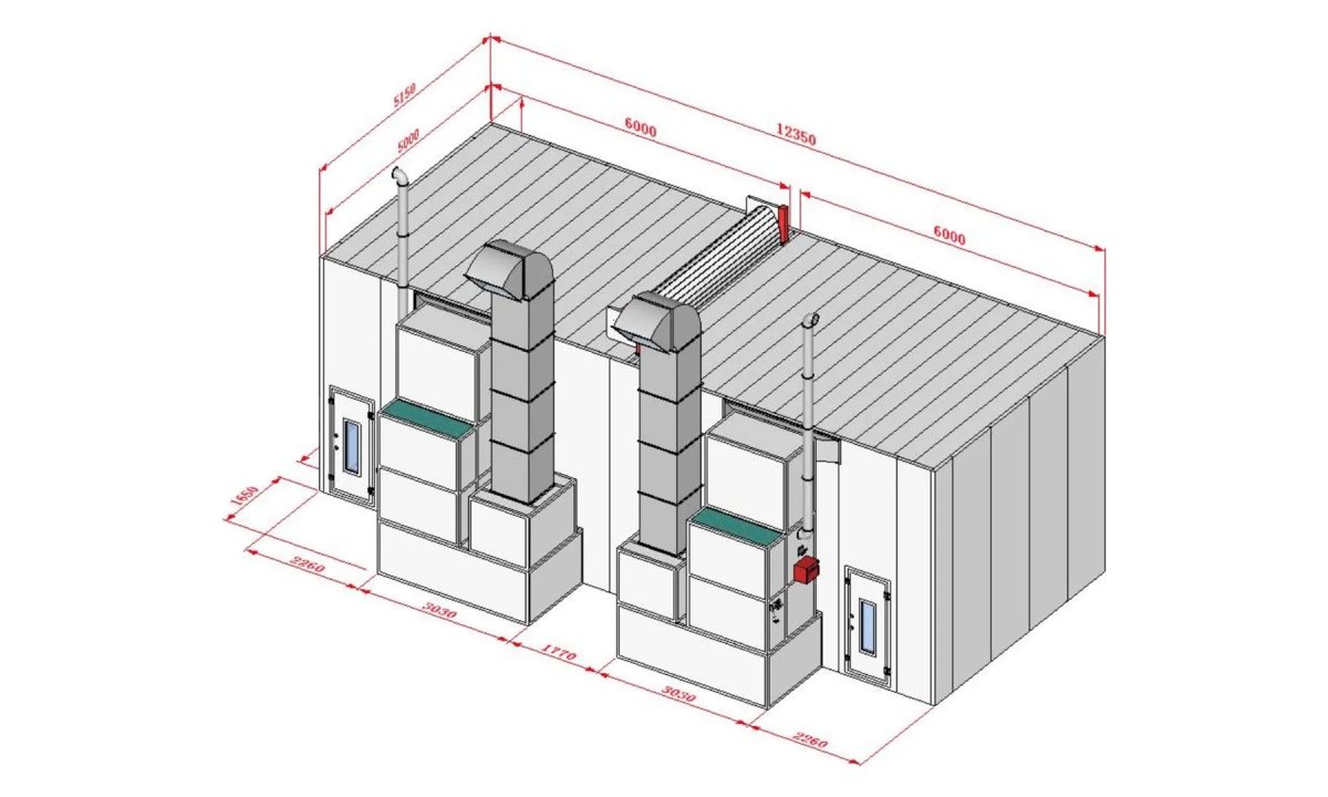 KraftWell KRW1254-MG Покрасочная камера 12 х 5 х 4 м., 60 000 м3/ч (1)