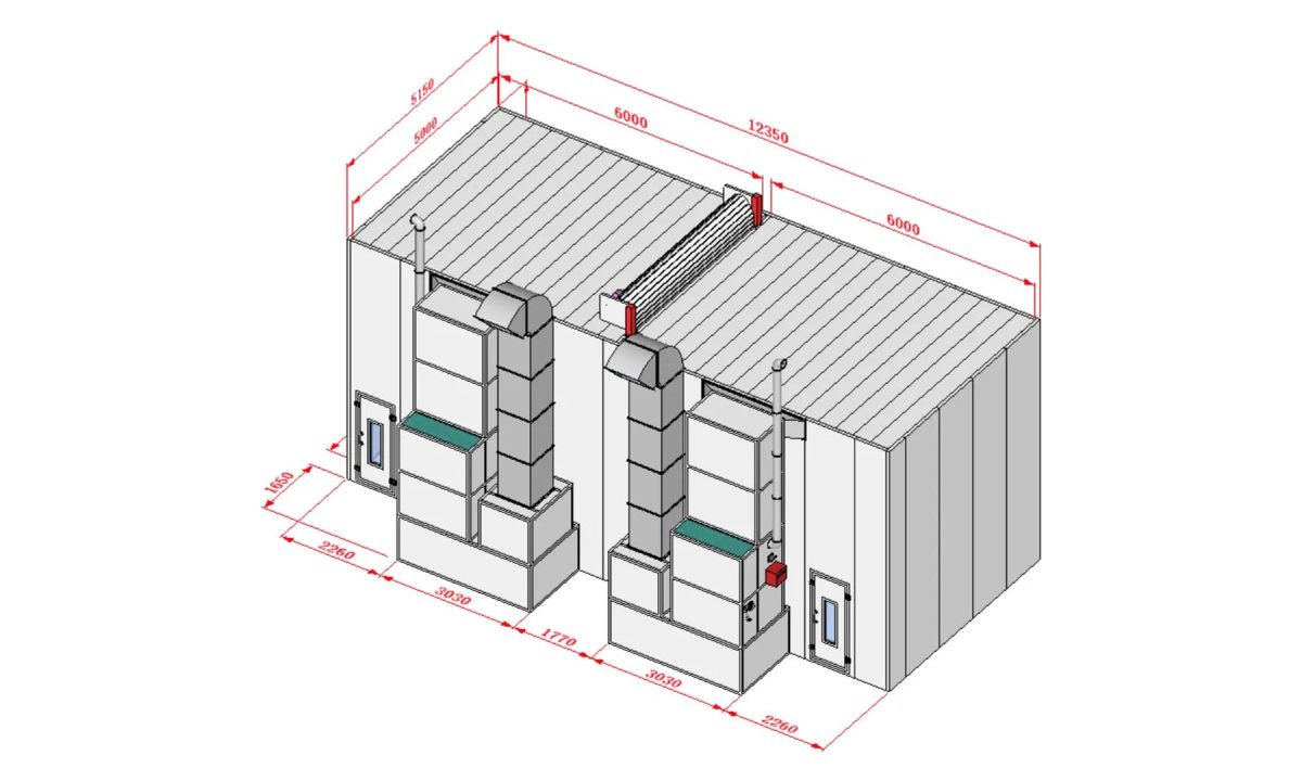  KraftWell KRW1255-MG Покрасочная камера 12 х 5 х 5 м., 60 000 м3/ч (1)