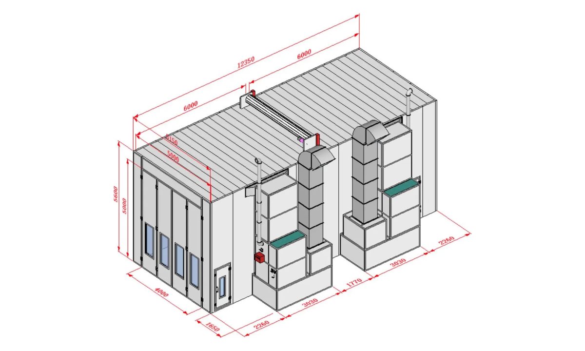  KraftWell KRW1255-MG Покрасочная камера 12 х 5 х 5 м., 60 000 м3/ч (0)