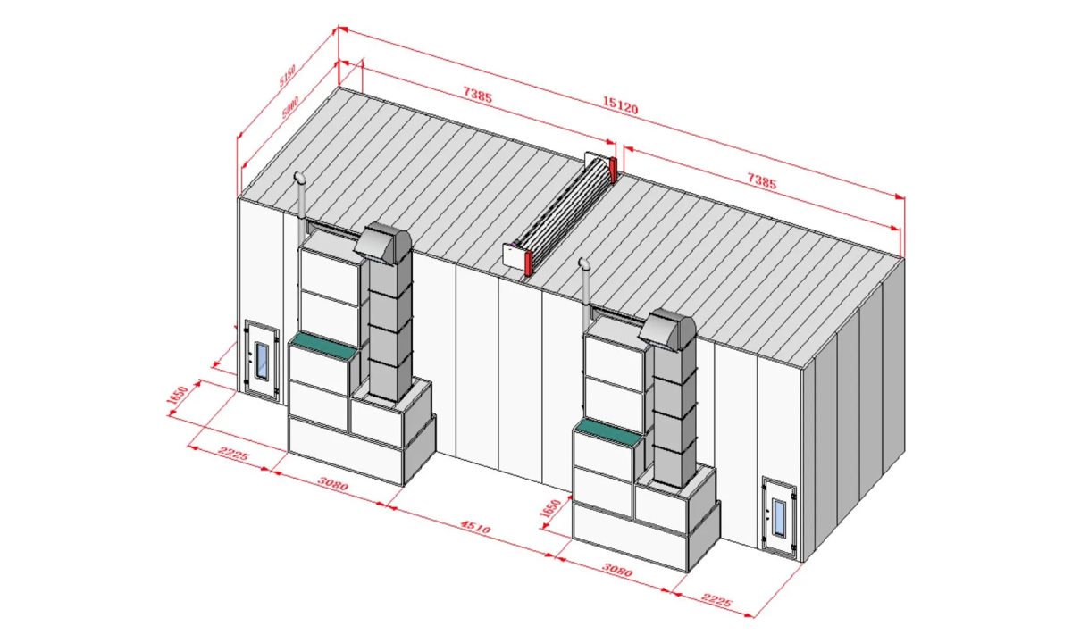  KraftWell KRW1555-MD Покрасочная камера 15 х 5 х 5 м., 84 000 м3/ч (1)