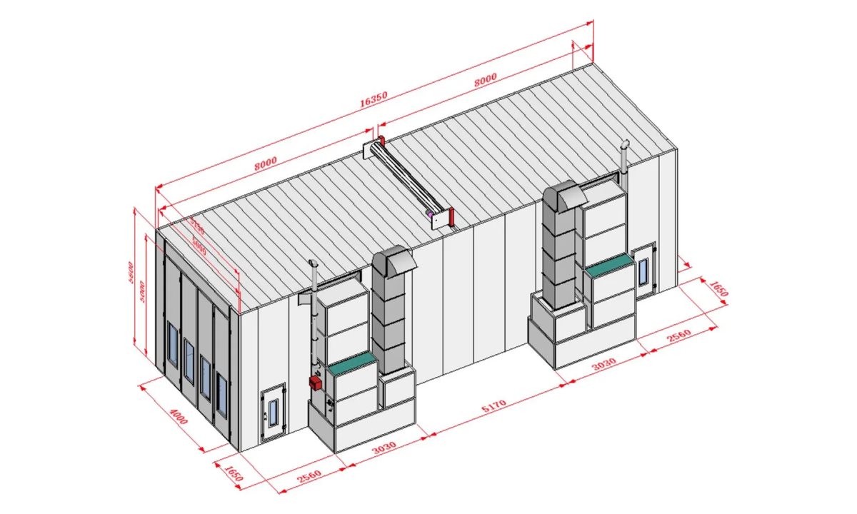  KraftWell KRW1655-MG Покрасочная камера 16 х 5 х 5 м., 88 000 м3/ч (1)