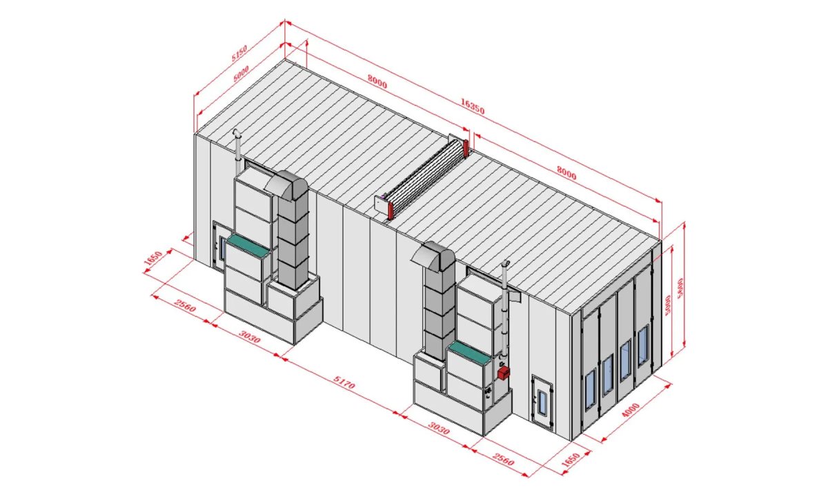  KraftWell KRW1655-MG Покрасочная камера 16 х 5 х 5 м., 88 000 м3/ч (0)