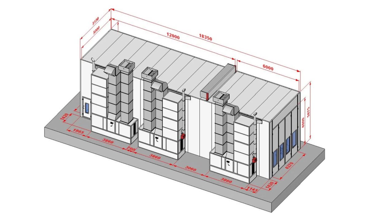  KraftWell KRW1855-TM Покрасочная камера 18 х 5 х 5 м., 75 000 м3/ч (1)