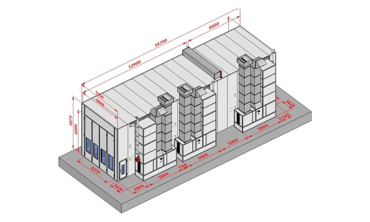  KraftWell KRW1855-TM Покрасочная камера 18 х 5 х 5 м., 75 000 м3/ч (0)