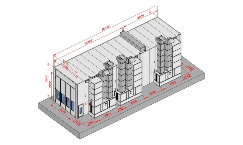 KraftWell KRW1855-TM Покрасочная камера 18 х 5 х 5 м., 75 000 м3/ч фото