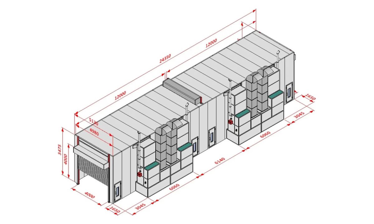  KraftWell KRW2455-TRMG Покрасочная камера 24 х 5 х 4,9 м., 120 000 м3/ч (0)