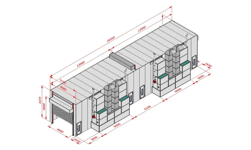 KraftWell KRW2455-TRMG Покрасочная камера 24 х 5 х 4,9 м., 120 000 м3/ч фото