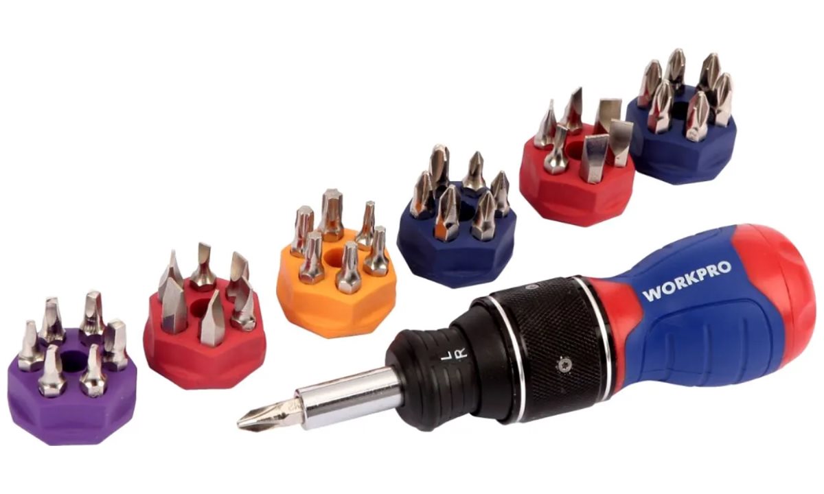  Отвертка 2X DRIVE 38-в-1 короткая с трещоткой WP221050 WORKPRO (0)