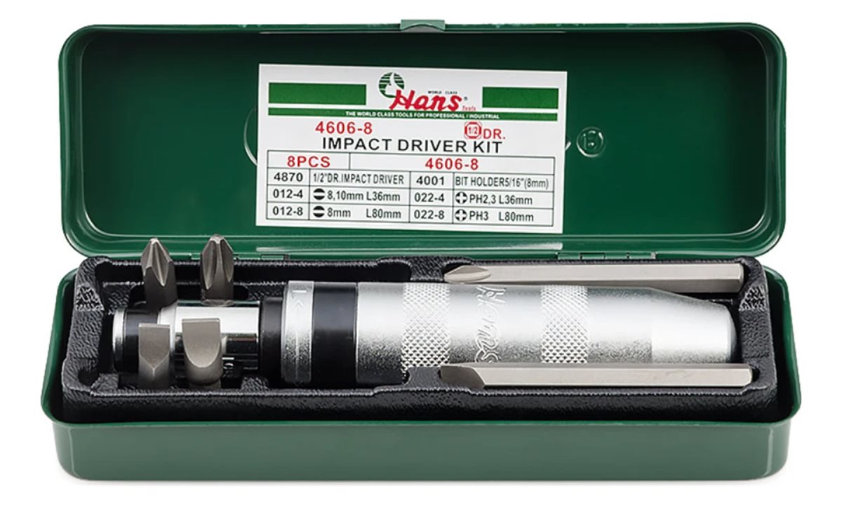  Ударная отвертка с битами 1/2 Hans, 4606-8 (0)