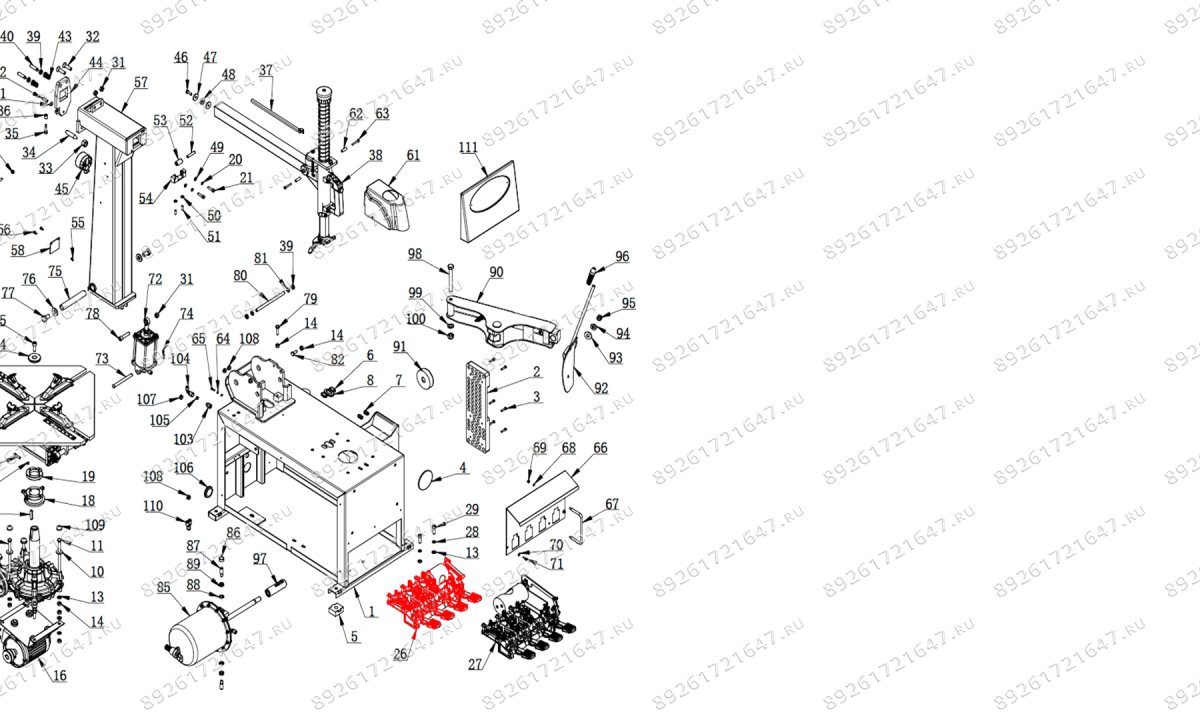  Педальный узел в сборе односкоростной V626.220 (1)