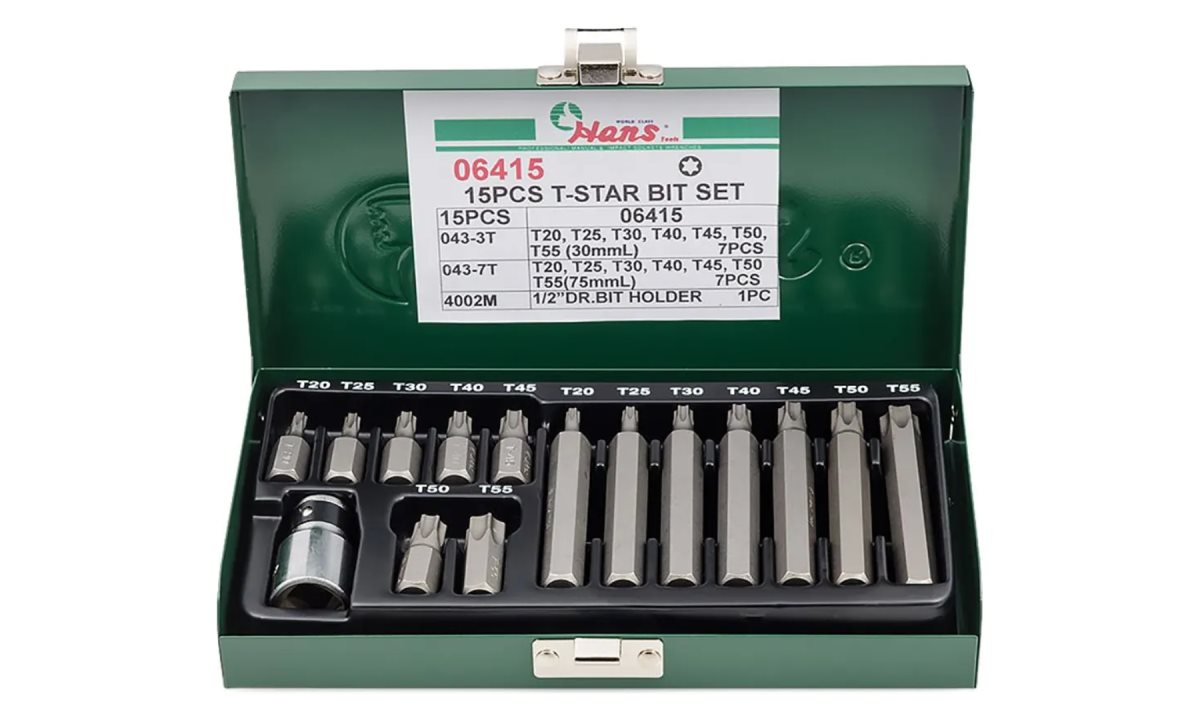  Набор бит для шуруповерта TORX в кейсе Hans, 06415 (0)