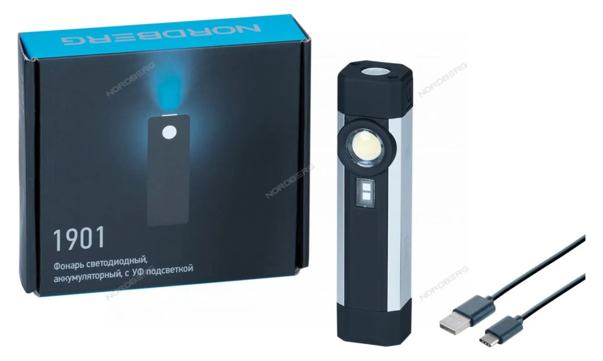  ЛАМПА светодиодная 1+1, с УФ подсветкой, аккумуляторная, 3,6В NORDBERG 1901 (0)