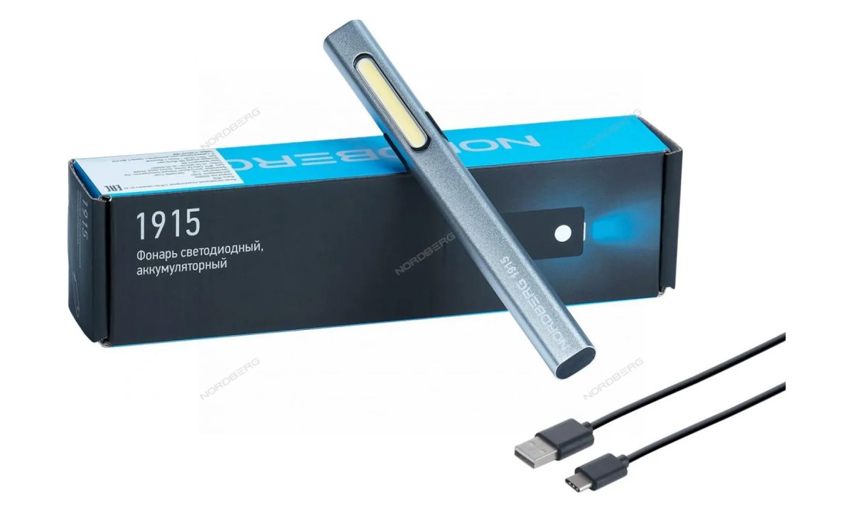  Фонарь светодиодный, аккумуляторный, 3,7В (без зарядного уст-ва) NORDBERG 1915 (0)