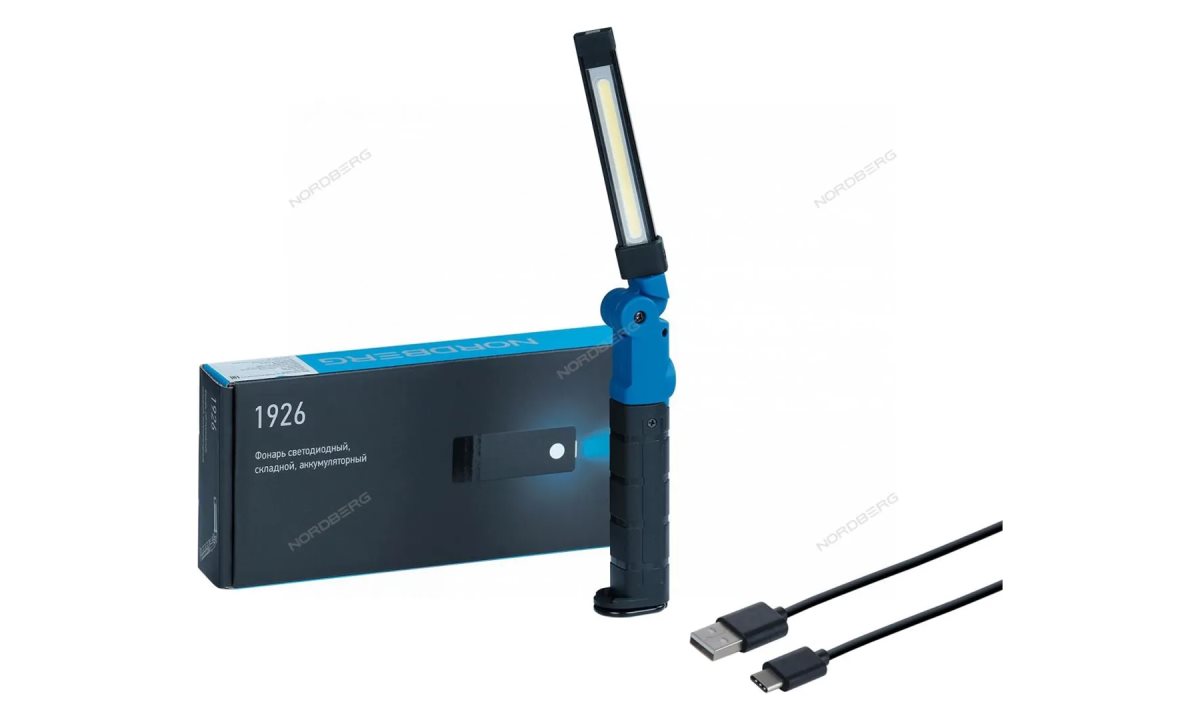  Фонарь светодиодный 248*7мм, складной, аккумуляторный, 3,7 В (без зарядного устройства) NORDBERG 1926 (0)