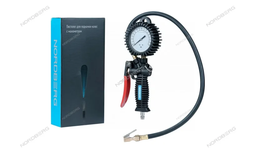 Пистолет для подкачки колес с жидкостным манометром 80 мм NORDBERG Ti62 фото