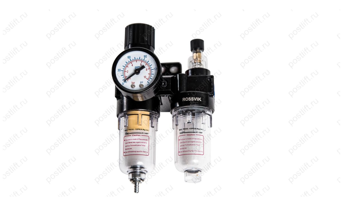  F154/1.R Фильтр регулятор  ROSSVIK с манометром + лубрикатор FR+L, 1/4 (0)