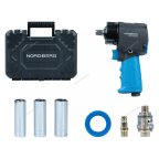  Пневмогайковерт ударный 1/2, 680Нм, укороченный, с 3мя головками в кейсе NORDBERG NP14075K мни (2)
