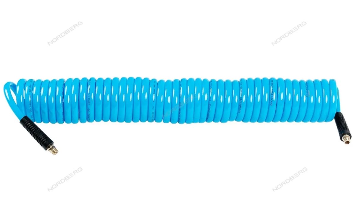  Шланг воздушный спиральный полиуретановый диам. 10х14мм, 11м NORDBERG HS1011PU (1)