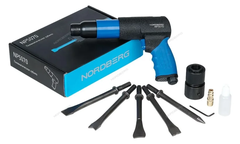 ПНЕВМОЗУБИЛО 250мм с комплектом насадок и быстросъемн. держателем NORDBERG NP5070 фото