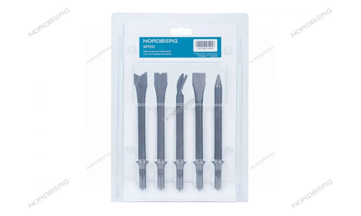  Набор насадок для пневмозубила, 5 шт с шестигранным хвостовиком NP5905 (0)