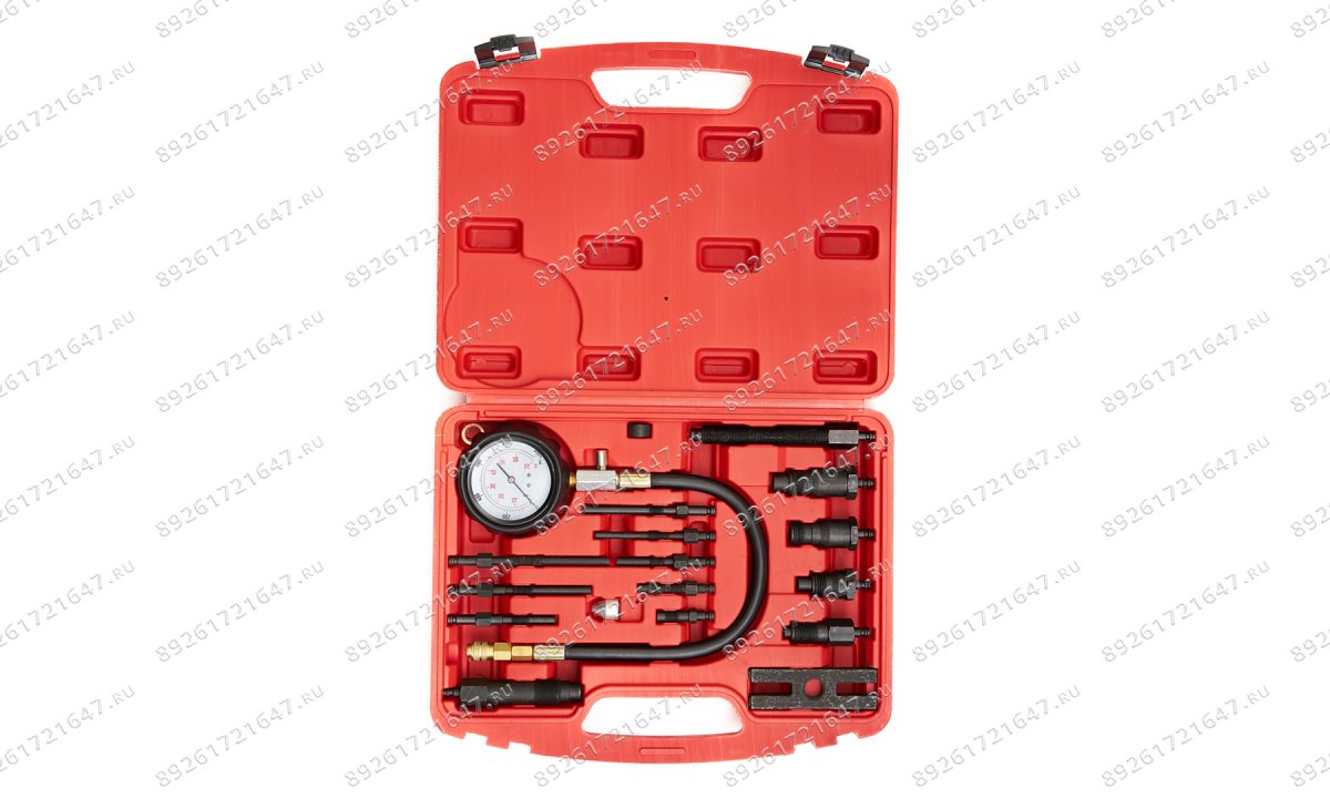  ST108 Компрессометр для дизельных ДВС с адаптерами, 0-1000PSI (0-70бар), 17 предметов (0)