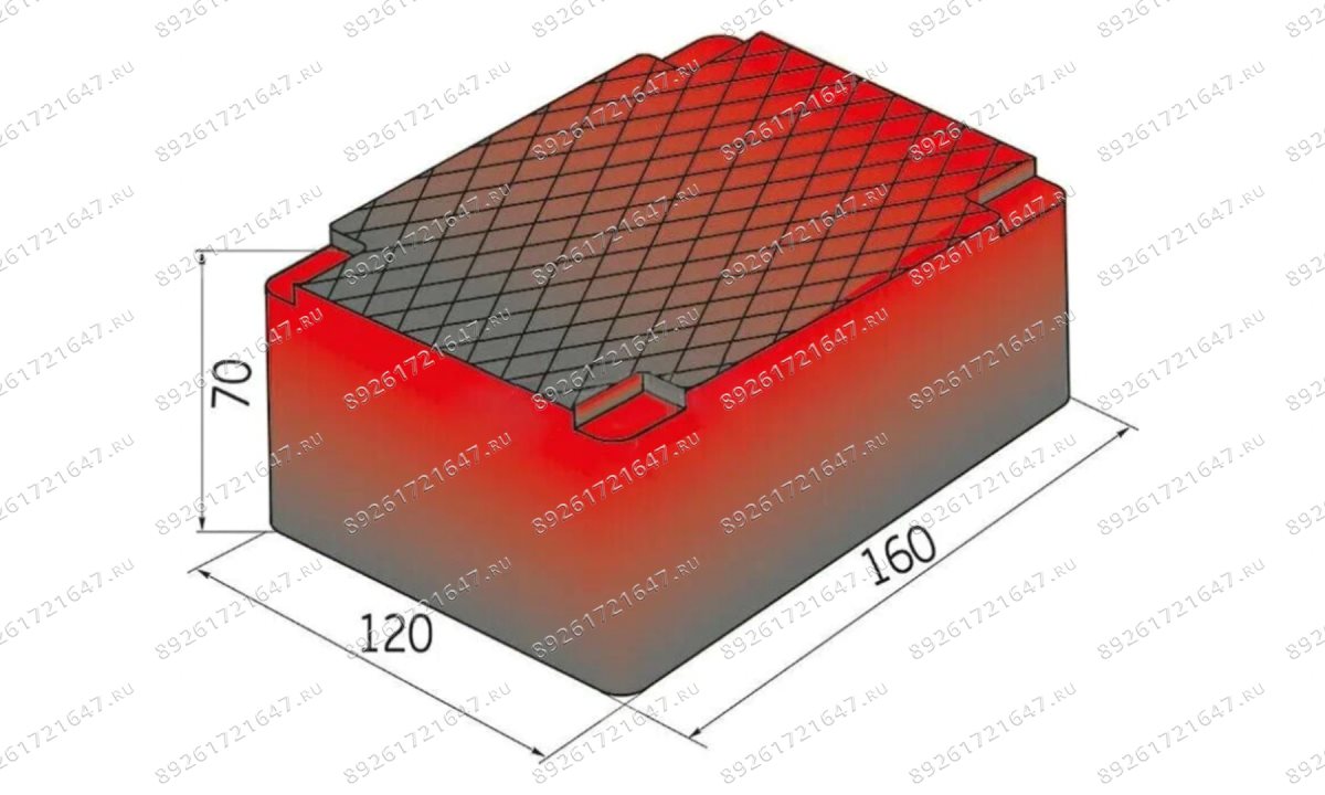  Накладка резиновая для ножничных подъемников (наборная) Н-70 мм (160х120 мм) (1)