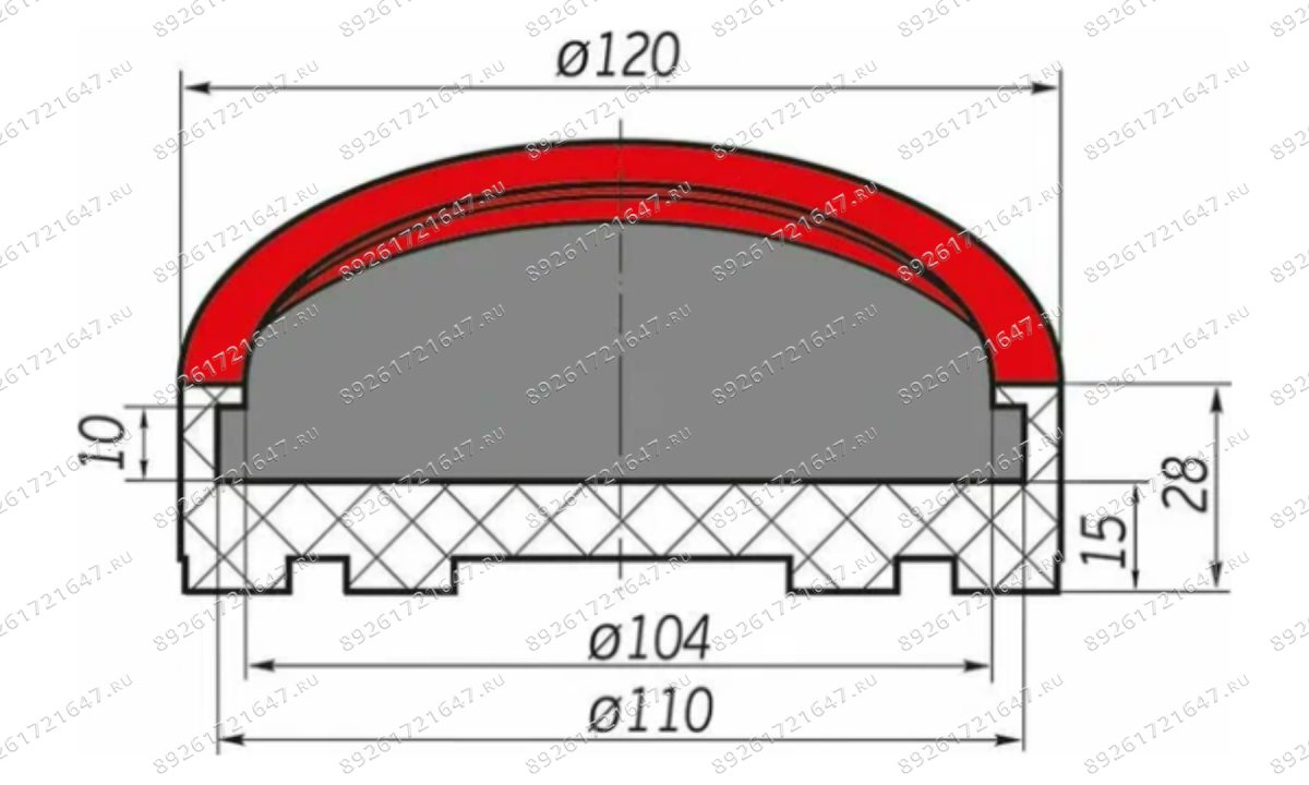  Накладка резиновая для подъемников Ravaglioli mid+ (110х10 мм) (1)