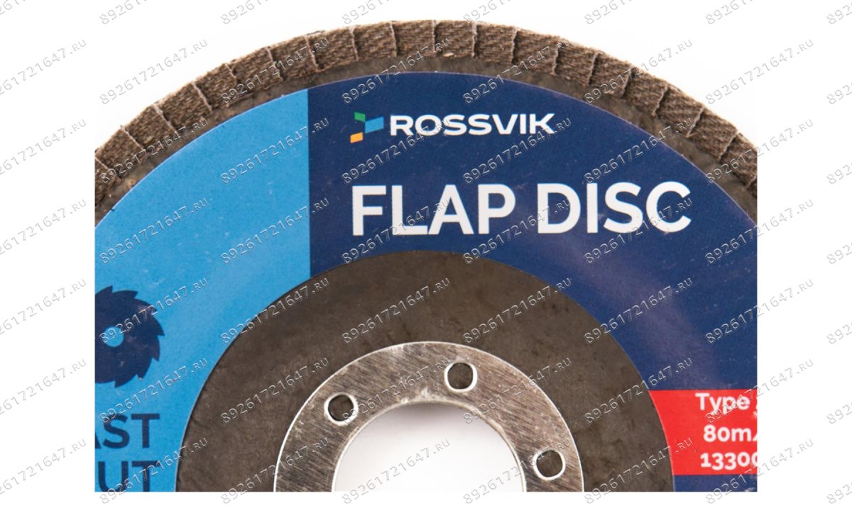  Круг шлифовальный лепестковый ROSSVIK 115*22мм 80 Grit. Тип29, Zr, 80м/с, 12250об/мин (1)