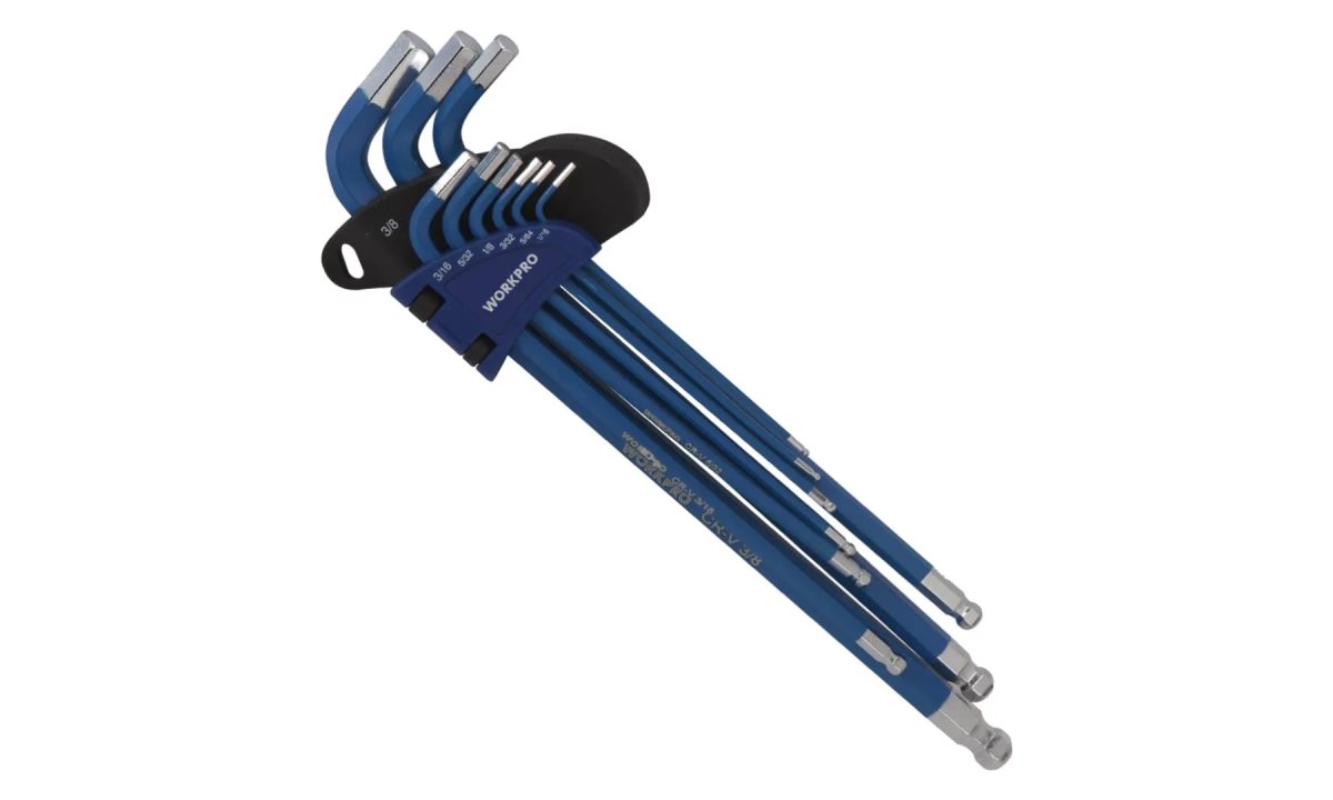  Ключи 6-гранные длинные с шаром 9шт в держателе проф WP222011 WORKPRO (0)