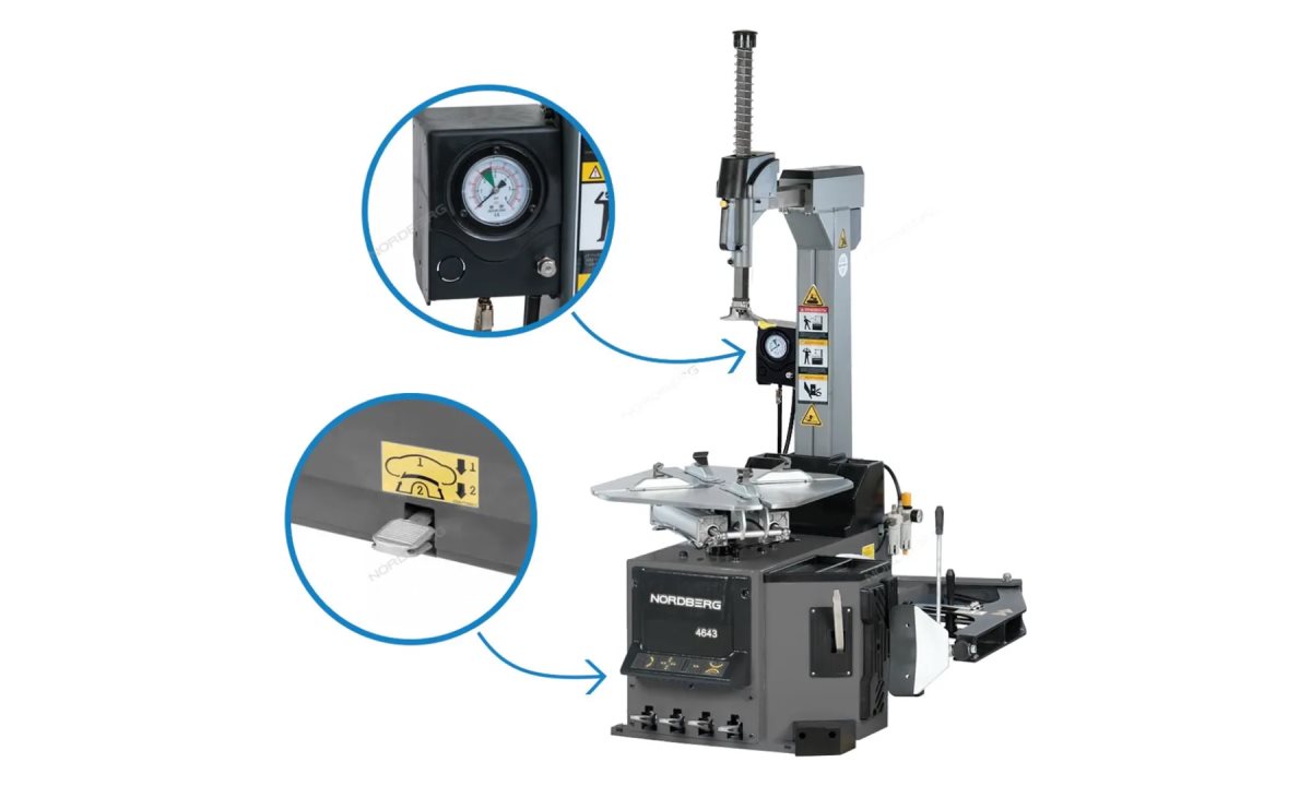  Станок шиномонтажный 380V автомат, 2х скоростн, зажимы 16-30 (серый) NORDBERG 4643 (0)