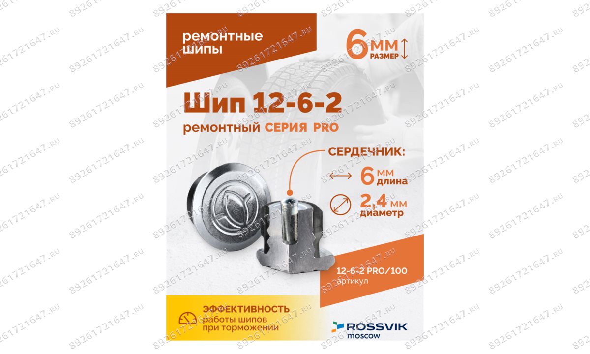  Шип ремонтный ROSSVIK 12-6-2 серия PRO (пакет 100шт) (1)