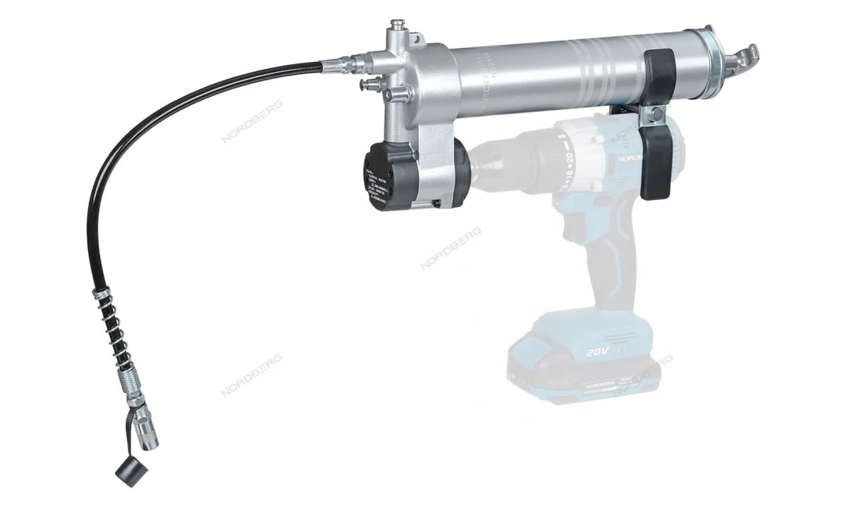  Шприц-насадка на шуруповерт, плунжерный для густой смазки, 400мл NORDBERG NO2501 (1)