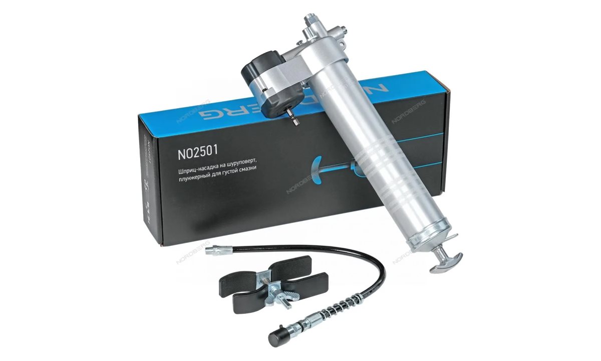  Шприц-насадка на шуруповерт, плунжерный для густой смазки, 400мл NORDBERG NO2501 (0)