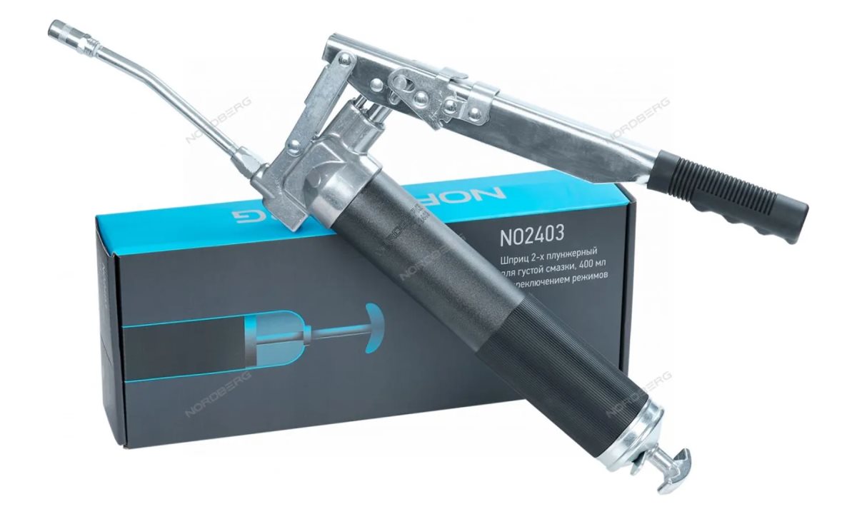  Шприц 2-х плунжерный для густой смазки, с переключением плунжеров, 400мл NORDBERG PRO NO2403 (0)