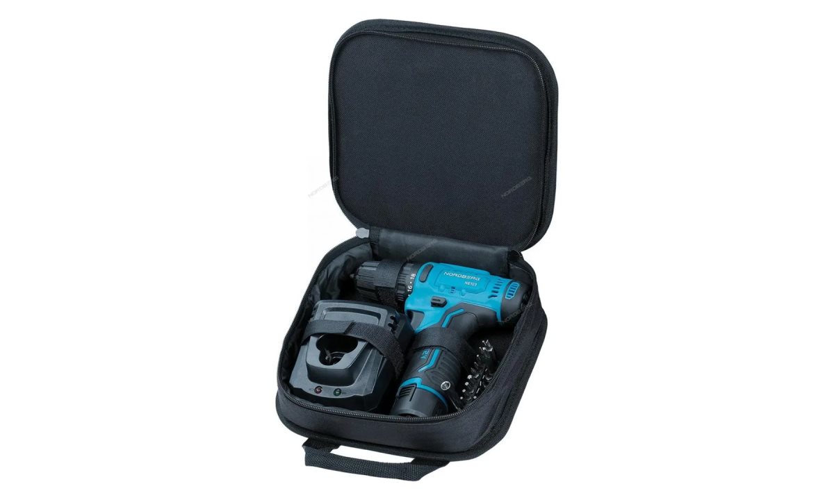  Шуруповерт аккумуляторный макс диам. сверла 10мм, 12В, 30Нм с акк. и зар. уст-вом NORDBERG NE103K (1)