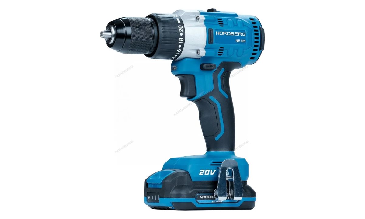  Шуруповерт аккумуляторный макс диам. сверла 13мм, 20В, 80Нм с акк. и зар. уст-вом NORDBERG NE108K (1)